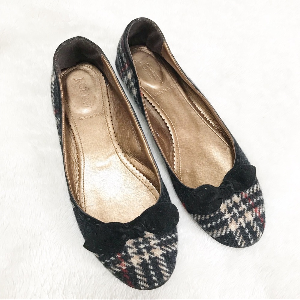 🌹J Crew Tweed Plaid Flats